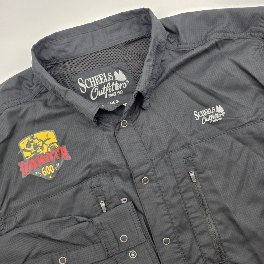 Scheels Shirt Men L Snap Vented Fishing Long ‎ Sleeve Outdoor Dakota 600 Black